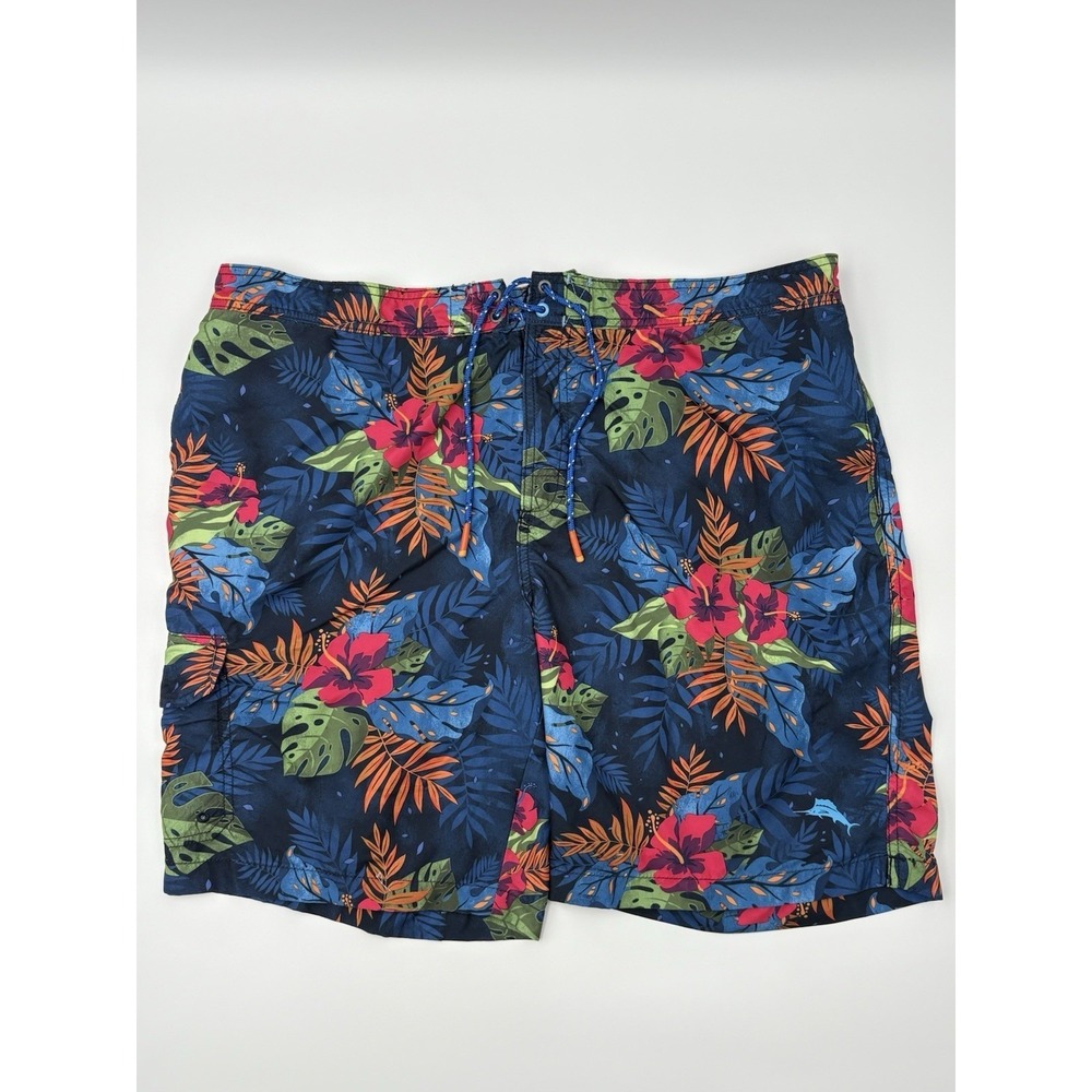 Tommy Bahama Swim Trunks XXL Mens Blue Tropical Hibiscus Floral Mesh Lined Short
